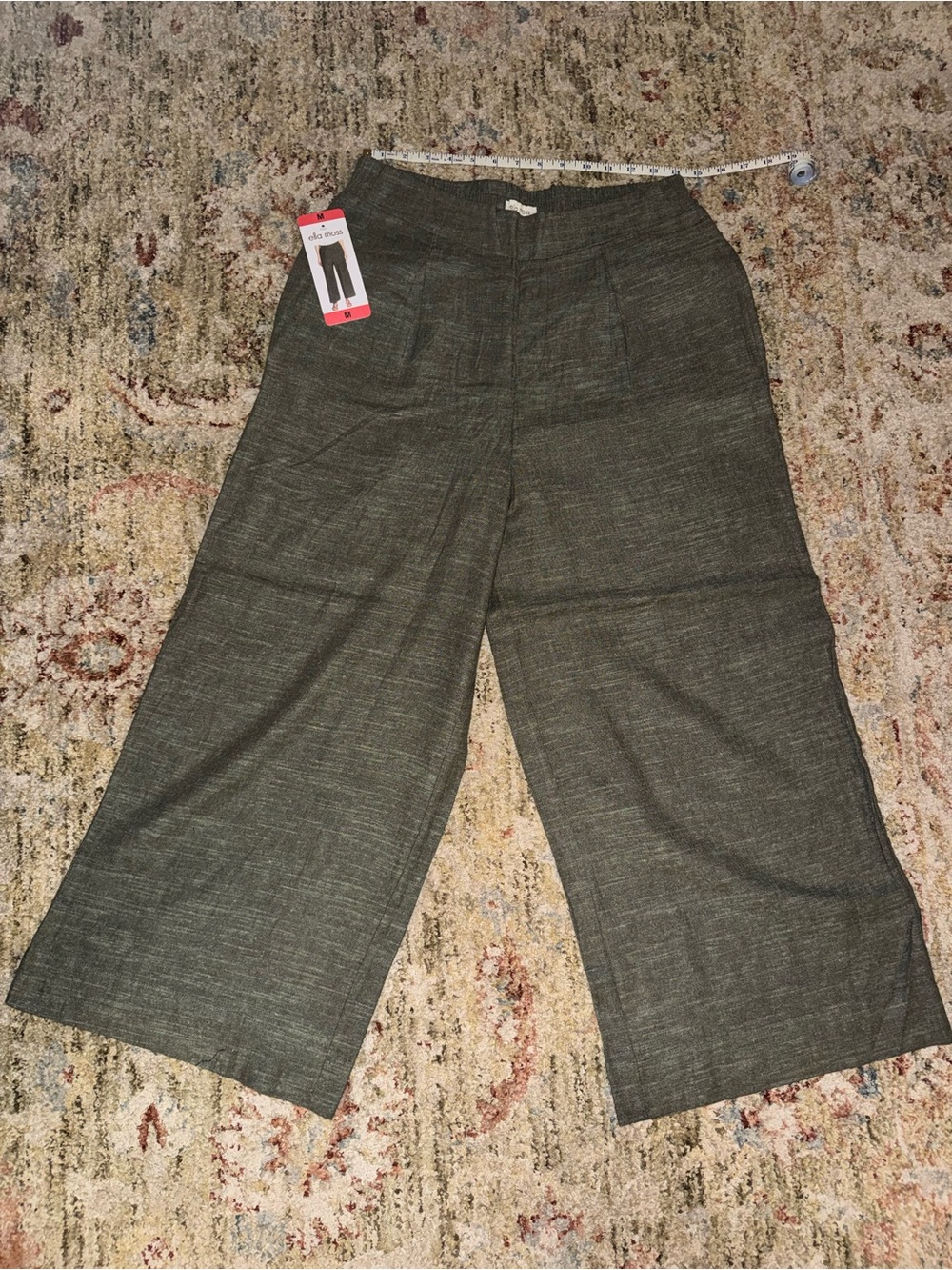 Ella Moss Olive Wide-Leg Crop Pants
